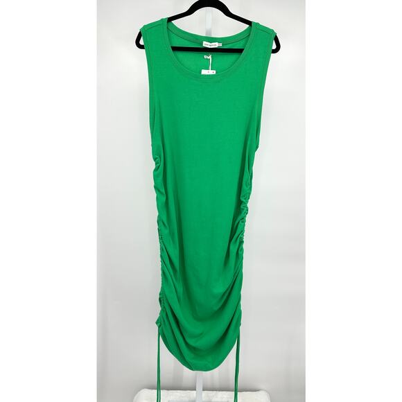 Good American Ruched Mini Tank Dress Spring Green 4X - Picture 2 of 6